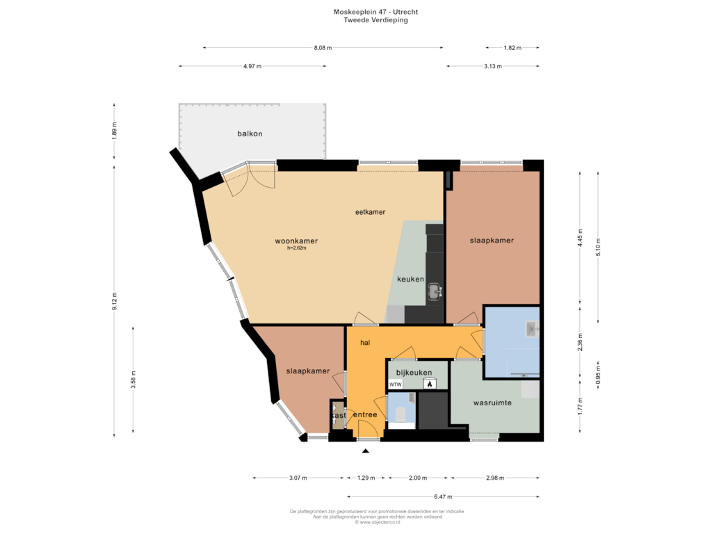 View floorplan of TWEEDE VERDIEPING of Moskeeplein 47