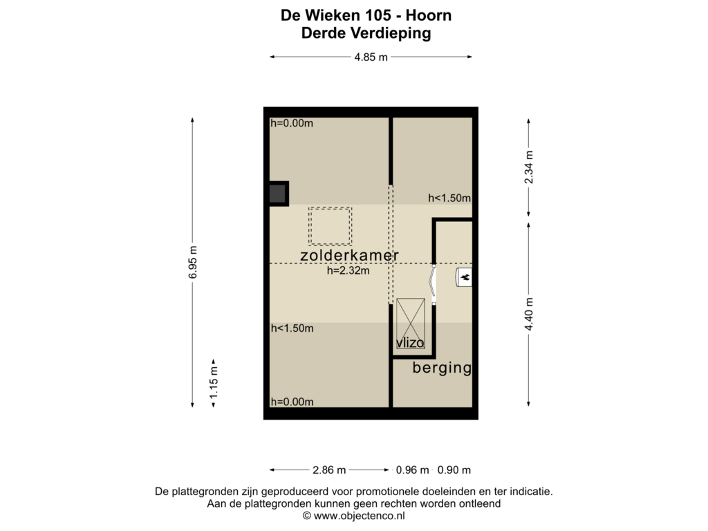 Bekijk plattegrond van DERDE VERDIEPING van De Wieken 105