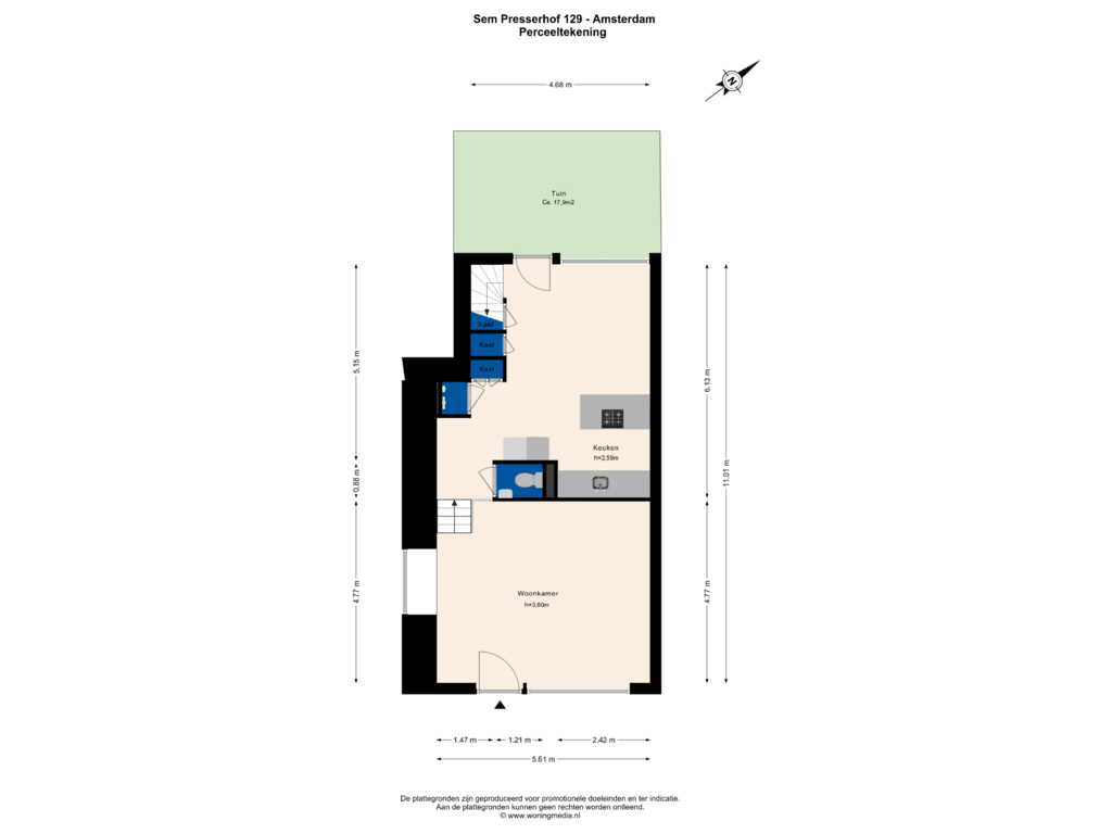 Bekijk plattegrond van Perceeltekening van Sem Presserhof 129