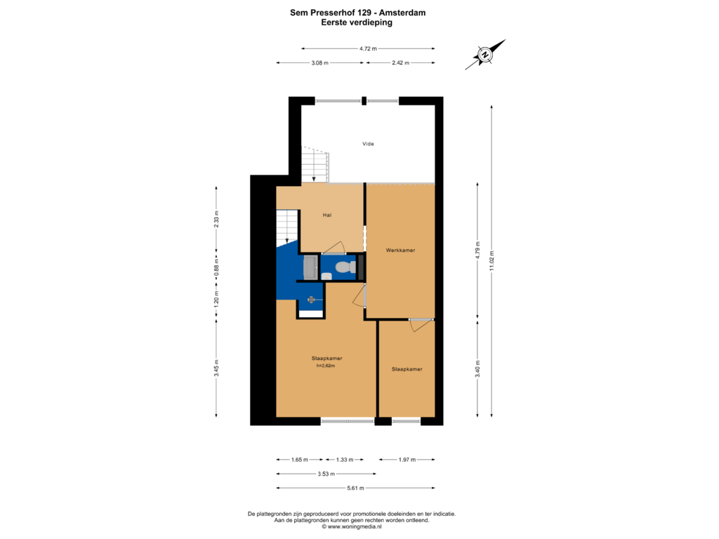 Bekijk plattegrond van Eerste verdieping van Sem Presserhof 129