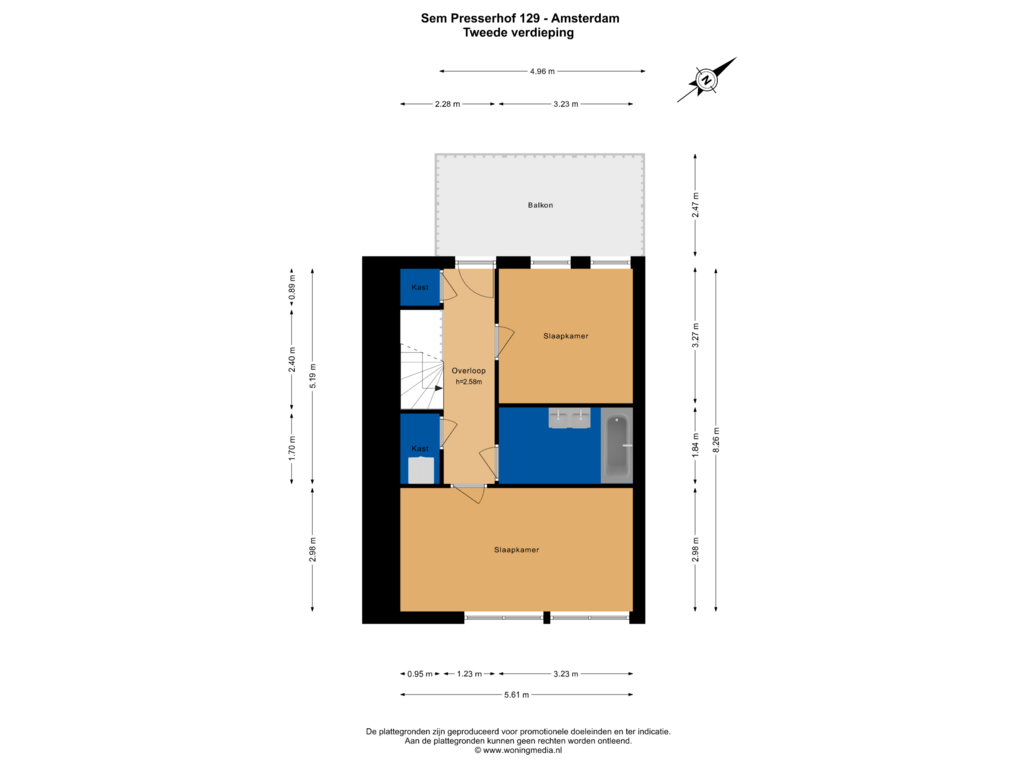 Bekijk plattegrond van Tweede verdieping van Sem Presserhof 129