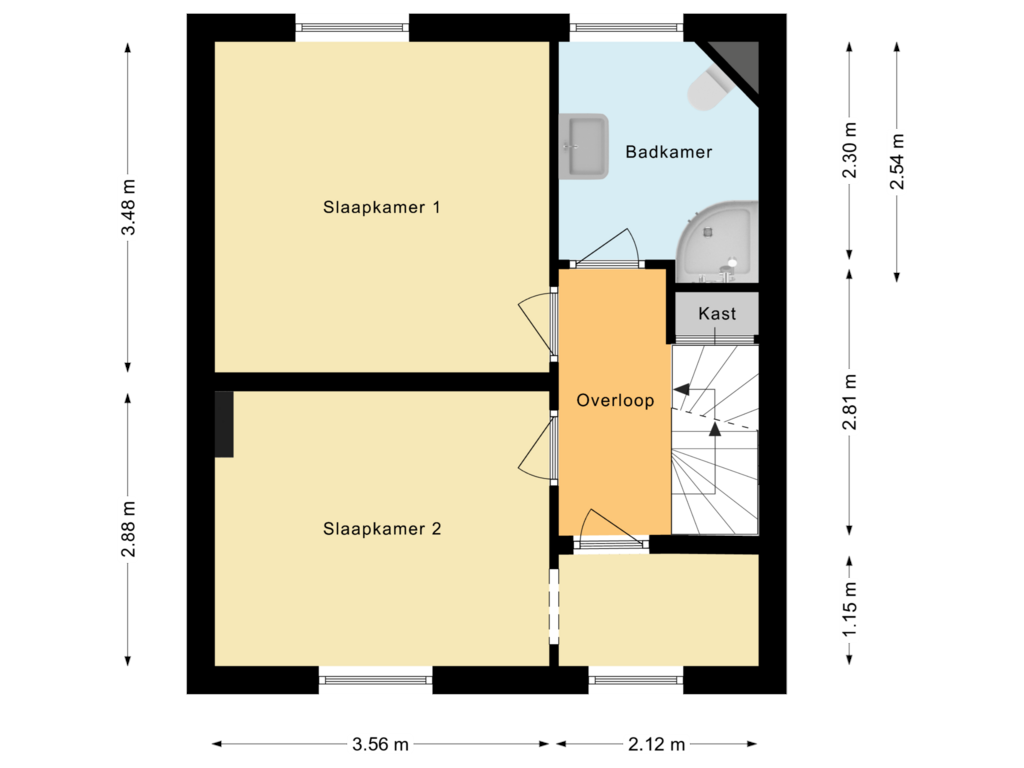 Bekijk plattegrond van Eerste Verdieping van Meers 16