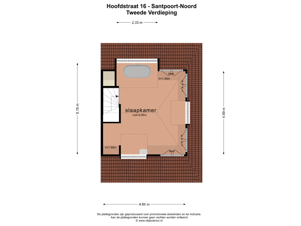 View floorplan of Tweede Verdieping of Hoofdstraat 16