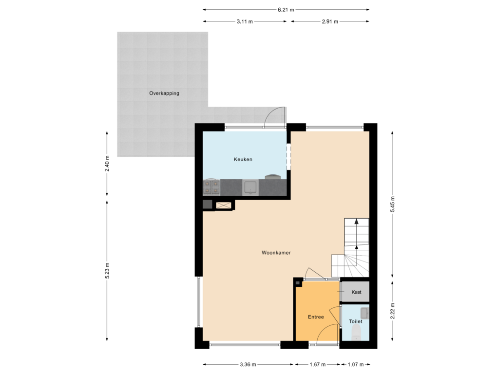 View floorplan of Begane grond of Da Costastraat 19