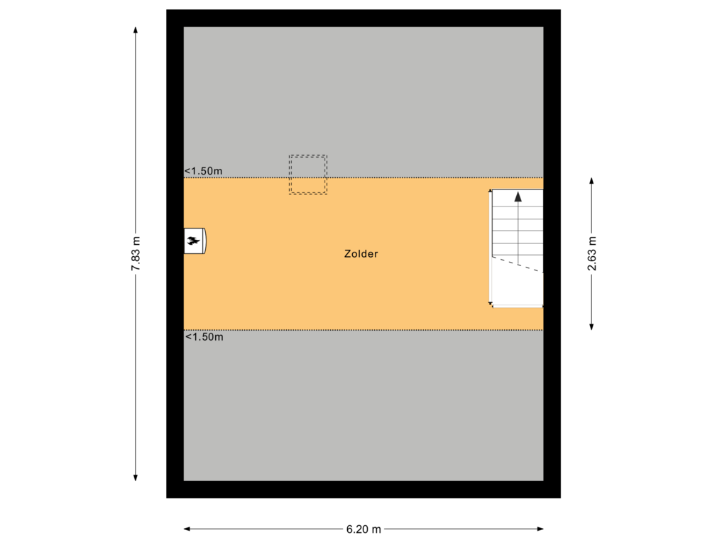 View floorplan of Tweede verdieping of Da Costastraat 19