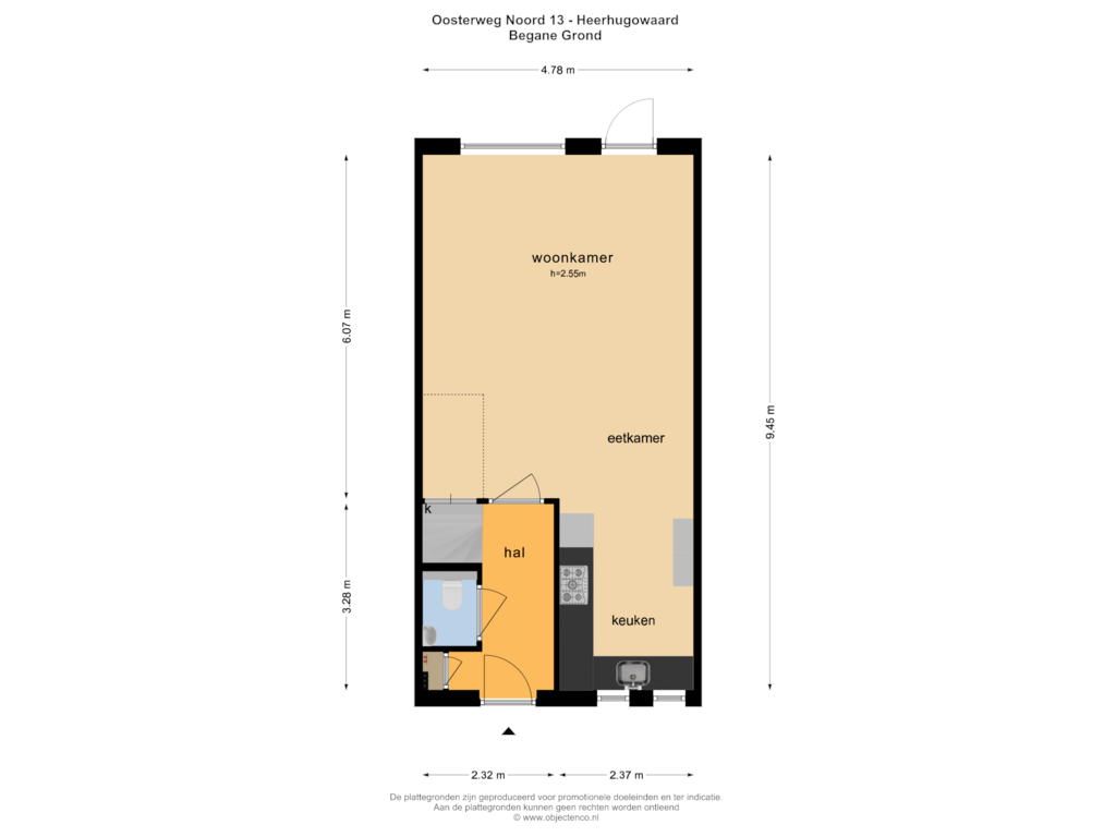 Bekijk plattegrond van BEGANE GROND van Oosterweg Noord 13