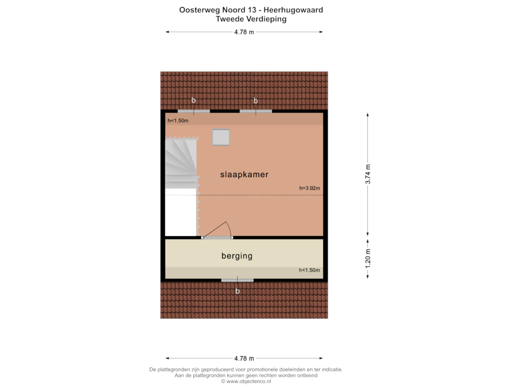 Bekijk plattegrond van TWEEDE VERDIEPING van Oosterweg Noord 13