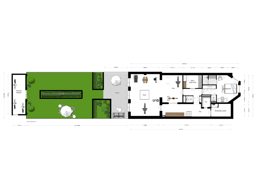 Bekijk plattegrond van Souterrain van Vossiusstraat 55