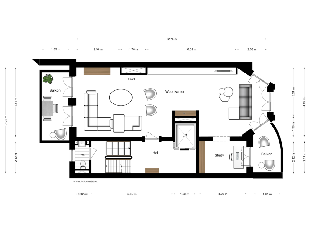 Bekijk plattegrond van 1e Verdieping van Vossiusstraat 55