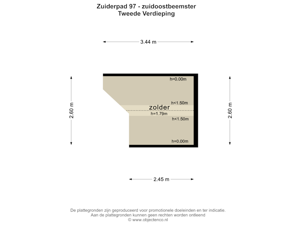 Bekijk plattegrond van Tweede Verdieping van Zuiderpad 97