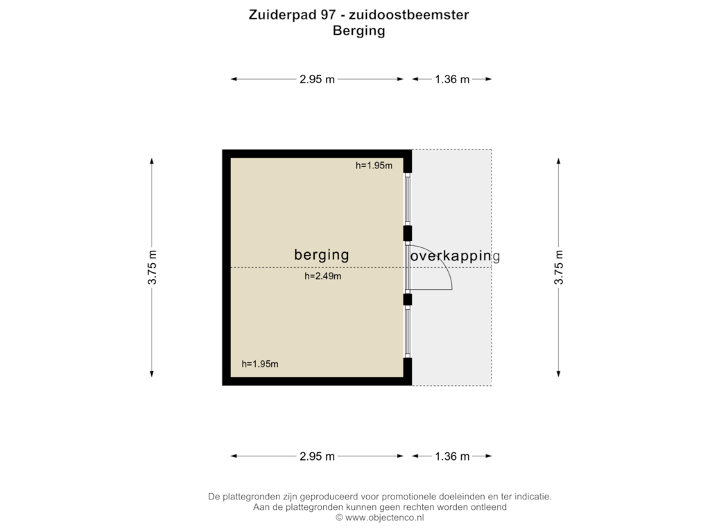 Bekijk plattegrond van Berging van Zuiderpad 97