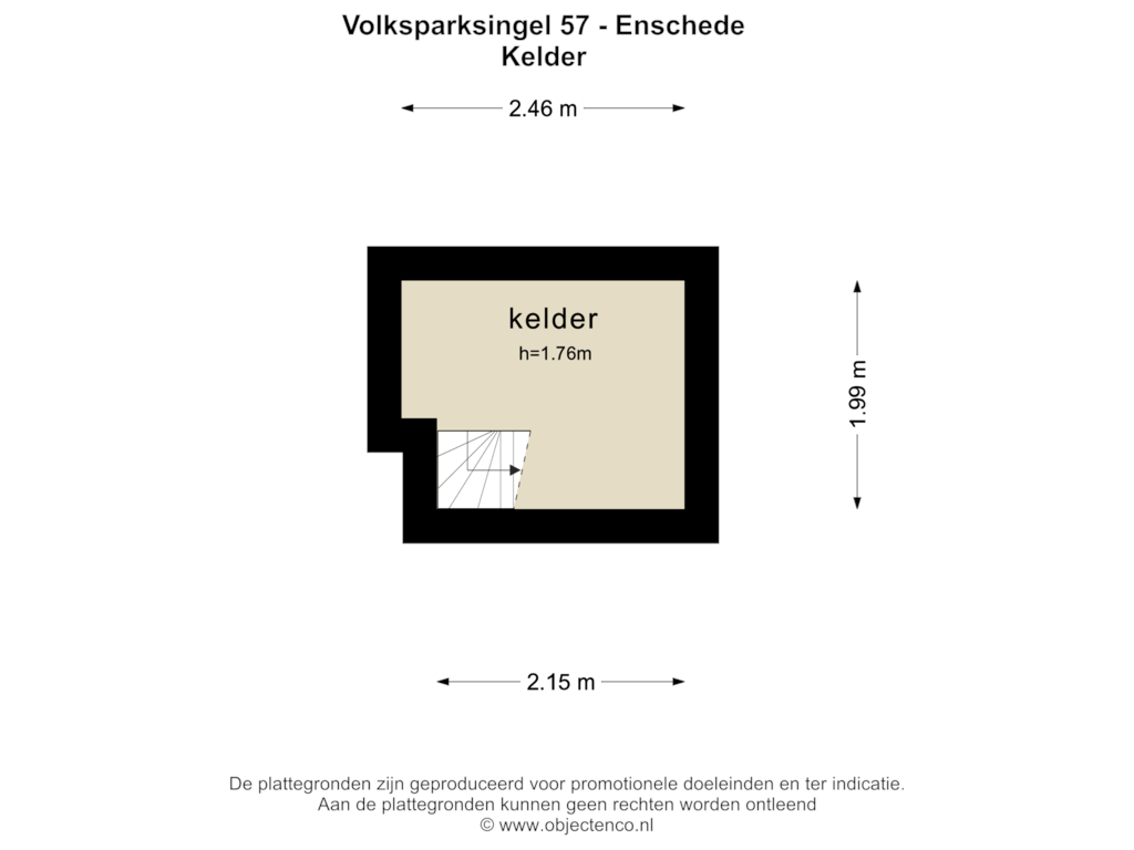 Bekijk plattegrond van Kelder van Volksparksingel 57