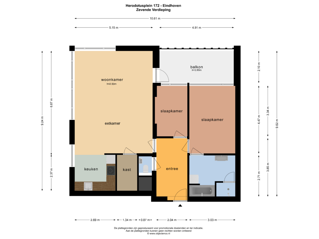 View floorplan of ZEVENDE VERDIEPING of Herodotusplein 172