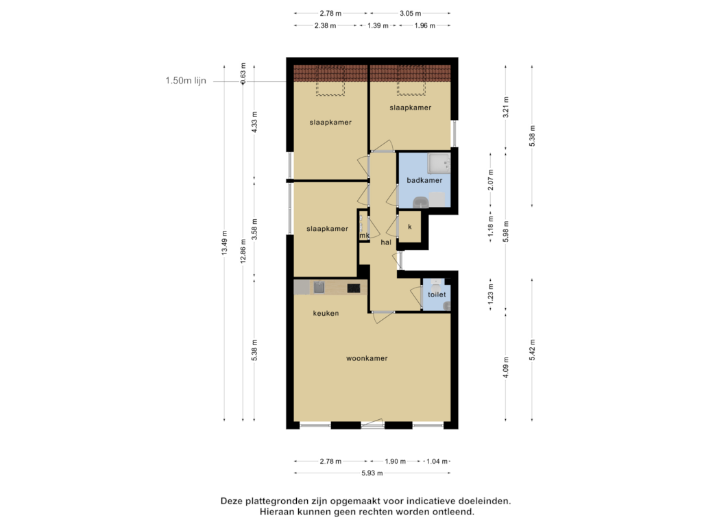 Bekijk plattegrond van Appartement van Kortenaerstraat 45-D