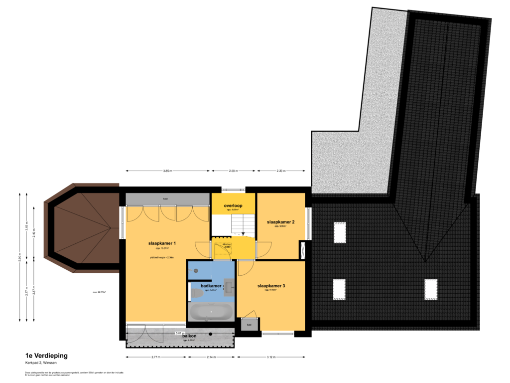 View floorplan of 1e verdieping of Kerkpad 2