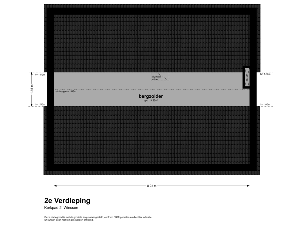 View floorplan of 2e verdieping of Kerkpad 2