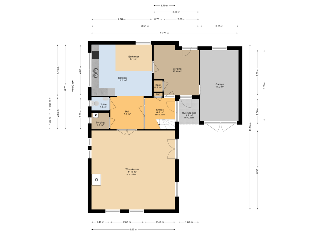 View floorplan of Begane grond of De Singel 39-A