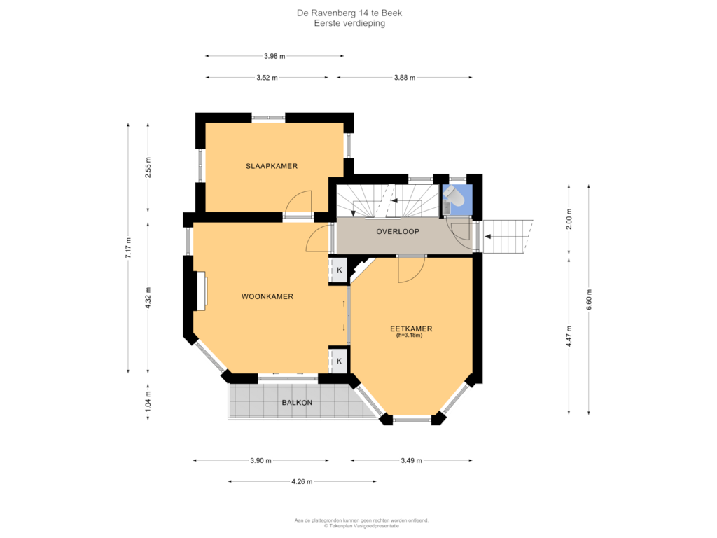 View floorplan of Eerste verdieping of De Ravenberg 14