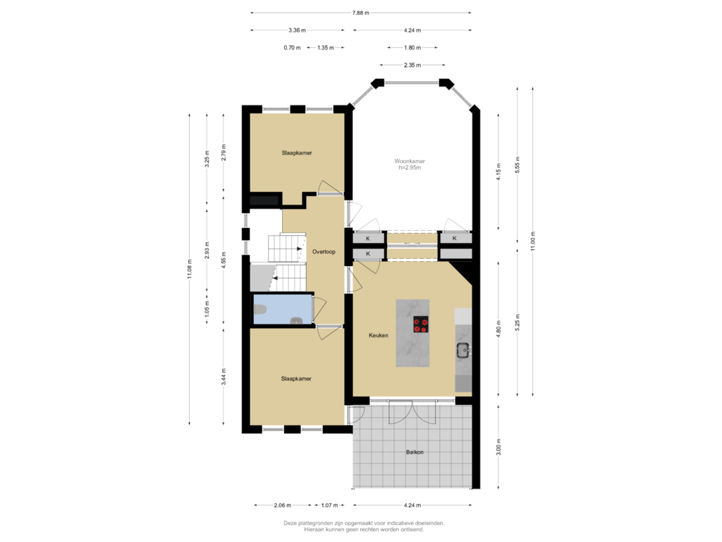 Bekijk plattegrond van Verdieping 1 van Beeklaan 522-A