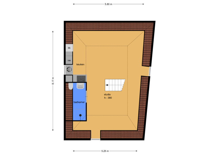 3e verdieping voorzijde
