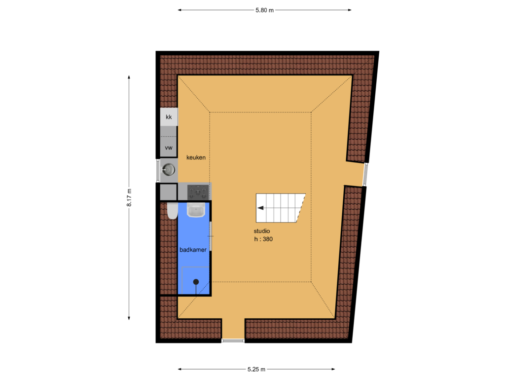 Bekijk plattegrond van 3e verdieping voorzijde van Prinsenstraat 61