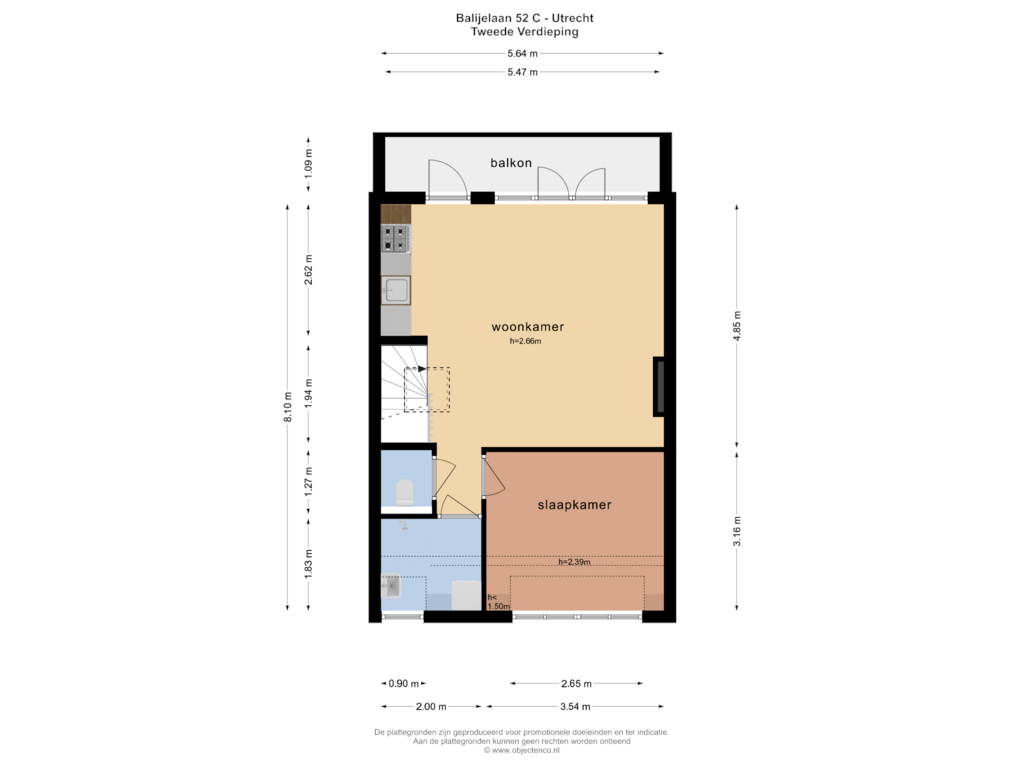 View floorplan of TWEEDE VERDIEPING of Balijelaan 52-C