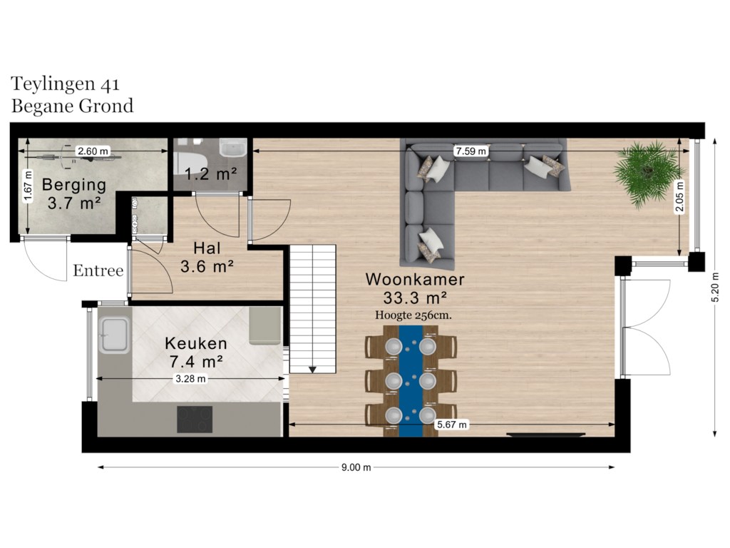 Bekijk plattegrond van Begane Grond van Teylingen 41