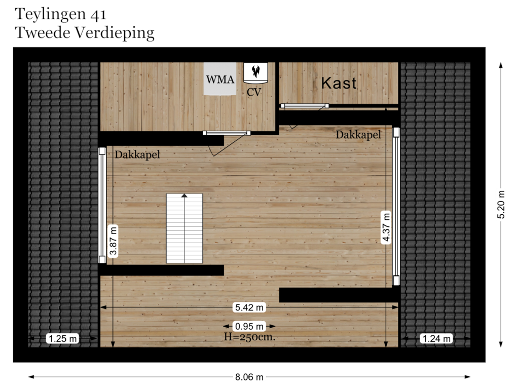 Bekijk plattegrond van Tweede Verdieping van Teylingen 41