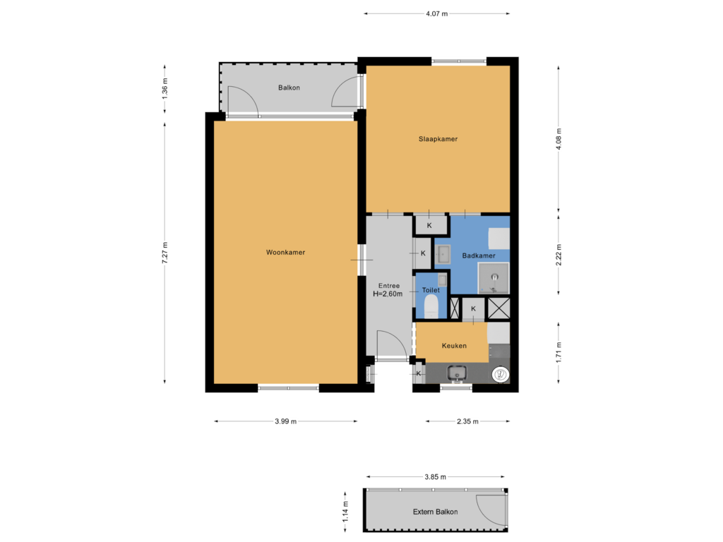 View floorplan of Appartement of Arnhemse Bovenweg 16-76