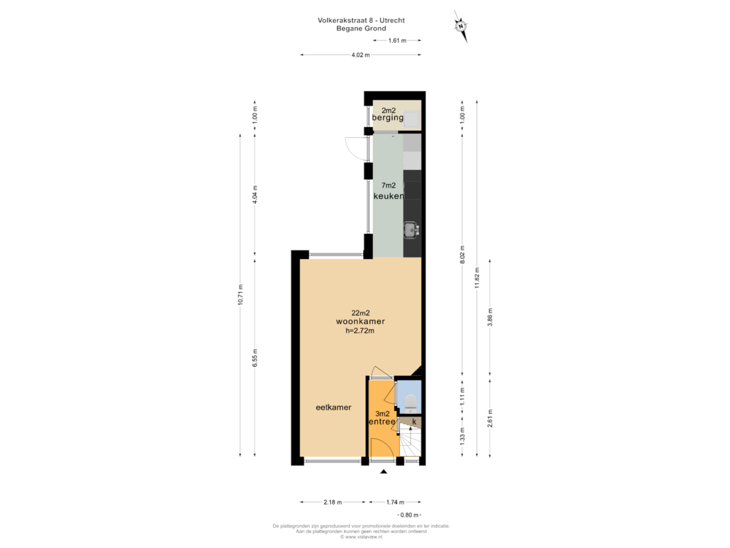 Bekijk plattegrond van BEGANE GROND van Volkerakstraat 8