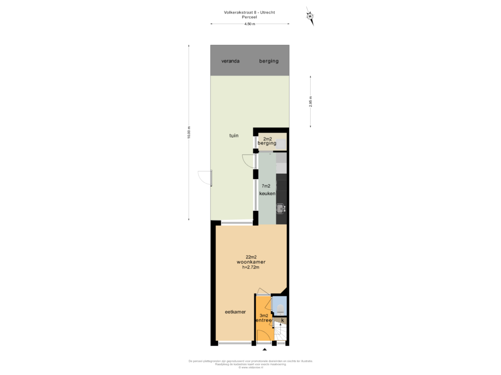 Bekijk plattegrond van PERCEEL van Volkerakstraat 8