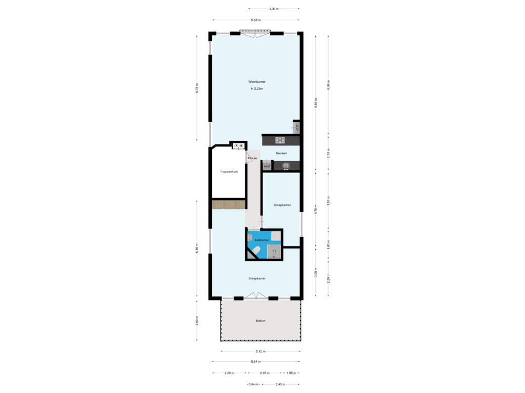 View floorplan of Etage of Keizersgracht 454-2