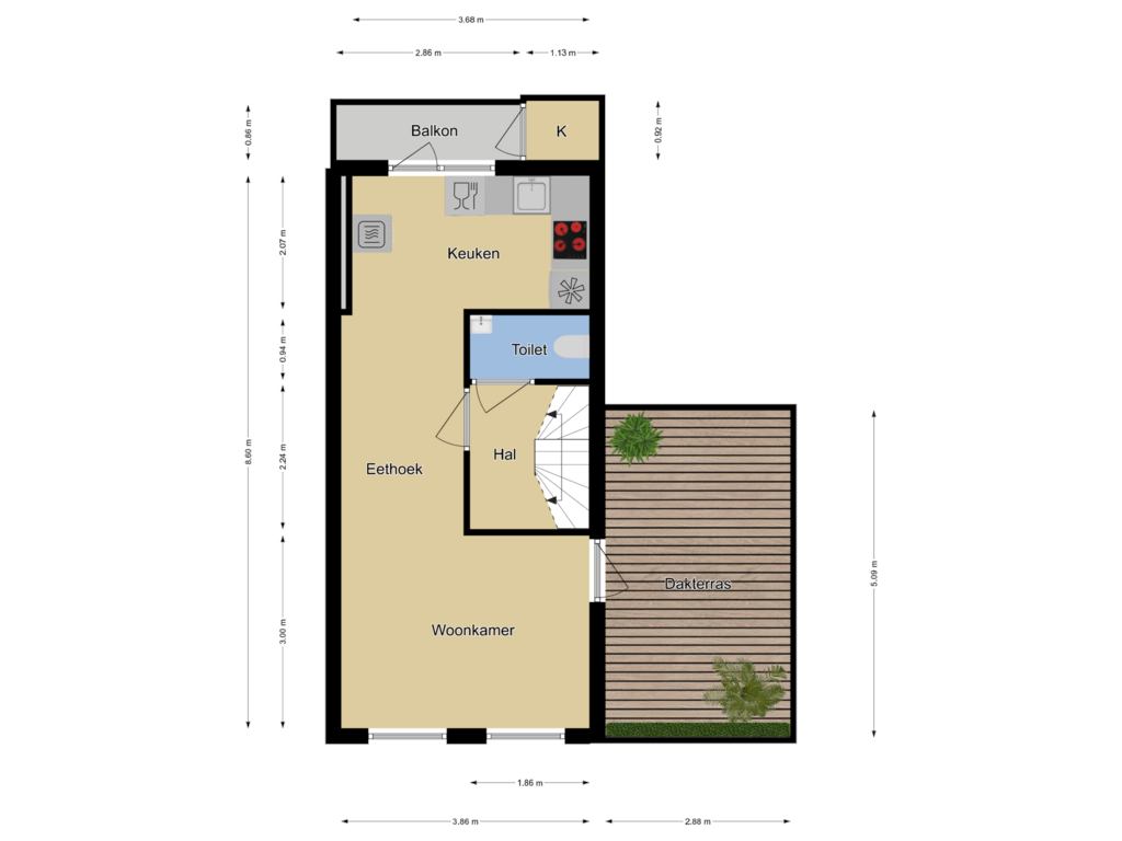 Bekijk plattegrond van 1e verdieping van Sweersstraat 21