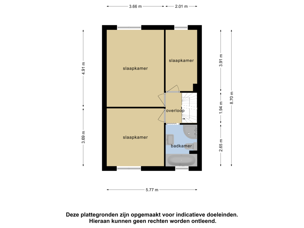 View floorplan of 1e verdieping of Brusselsestraat 20