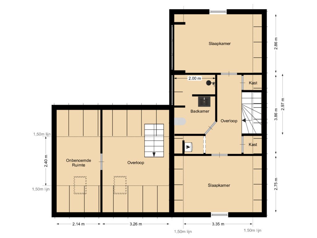 Bekijk plattegrond van Etage van Verrenieuwstraat 52