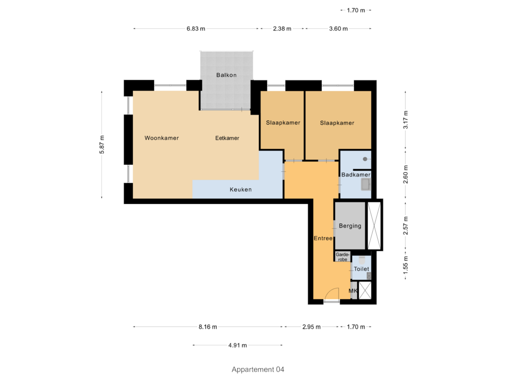 View floorplan of Appartement Zilverlinde Type C of Zilverlinde Appartement type B (Bouwnr. 2)