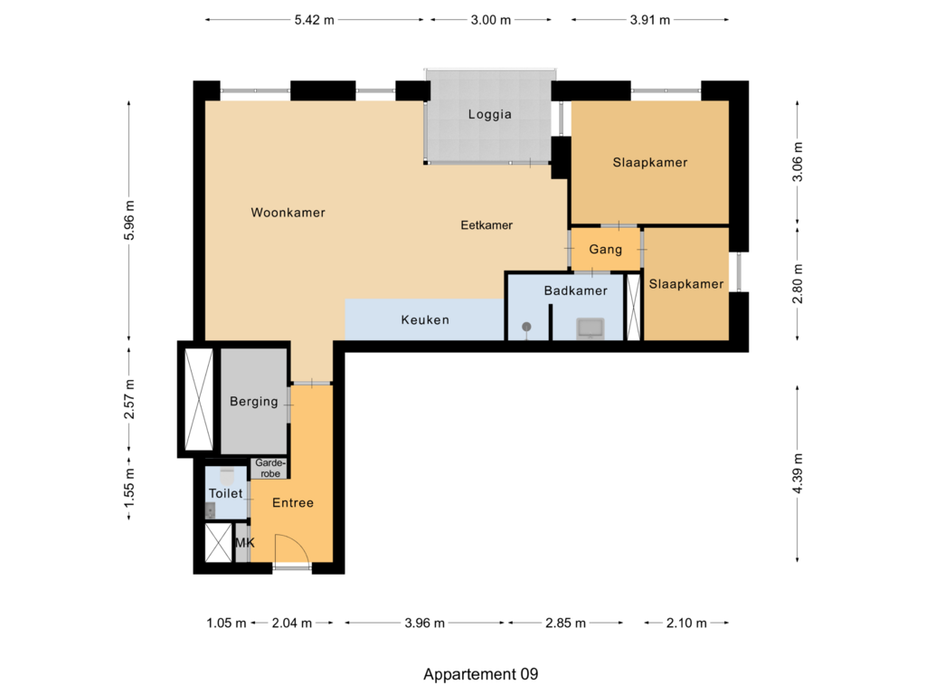 View floorplan of Appartement Zilverlinde Type D of Zilverlinde Appartement type B (Bouwnr. 2)