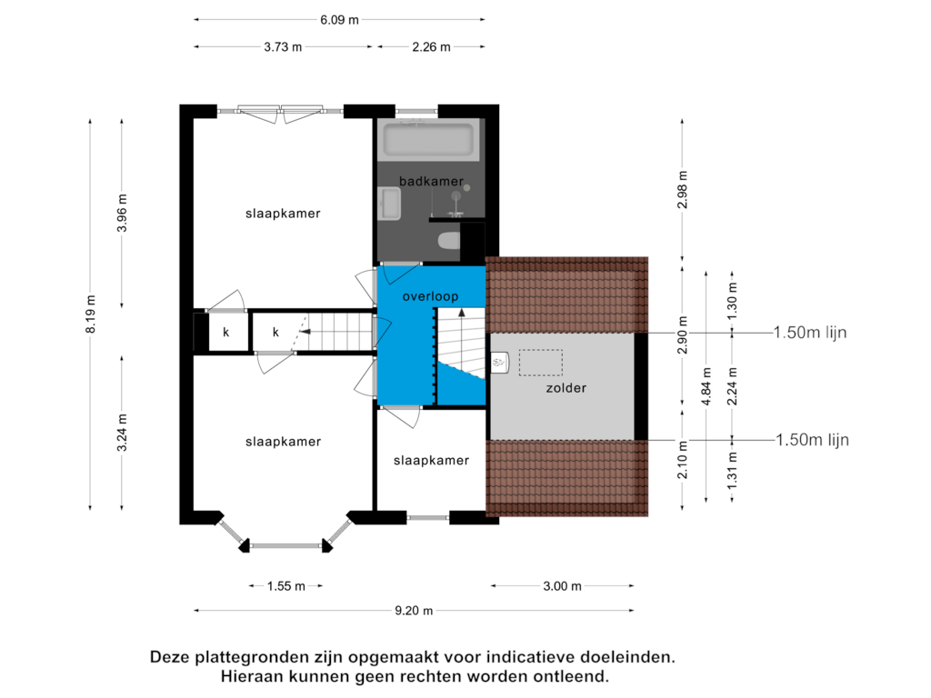 Bekijk plattegrond van 1e verdieping van Terheijdenseweg 23