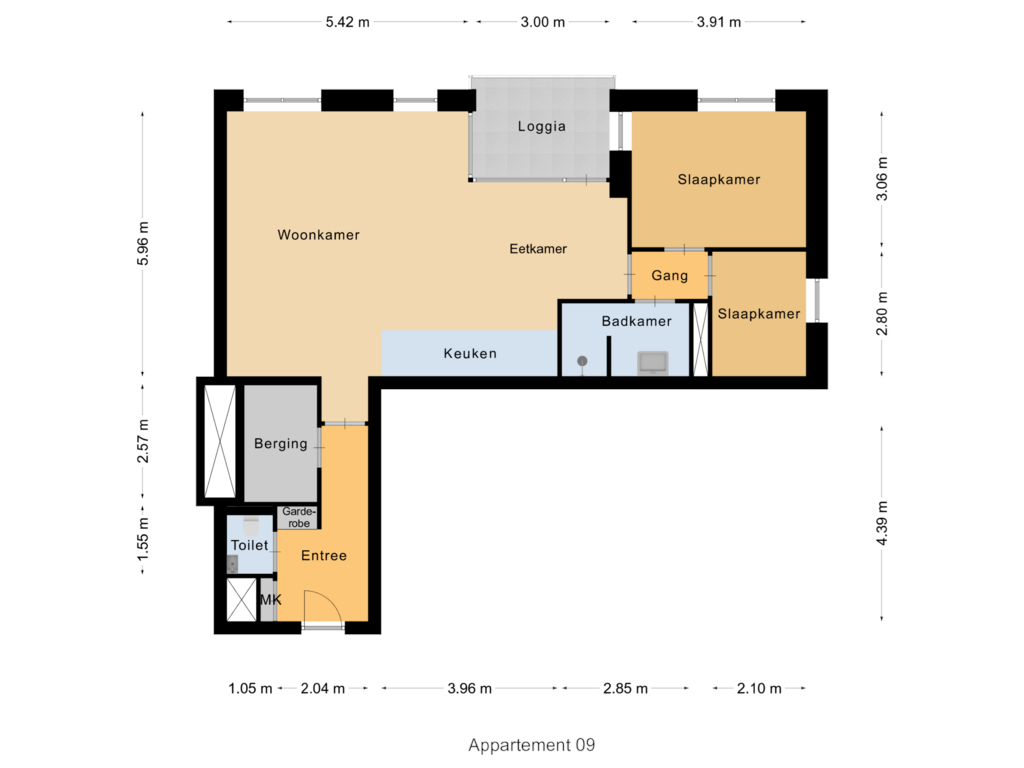 View floorplan of Appartement Zilverlinde Type D of Zilverlinde Appartement type B (Bouwnr. 3)