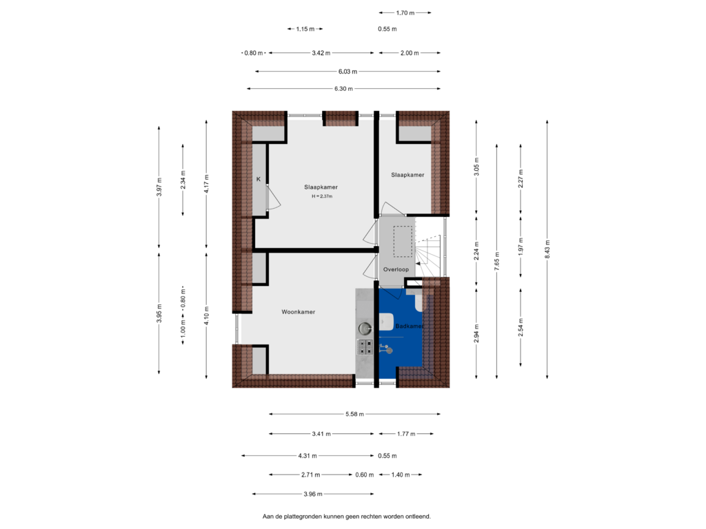 View floorplan of 2e Verdieping of Rozenlaan 1-A