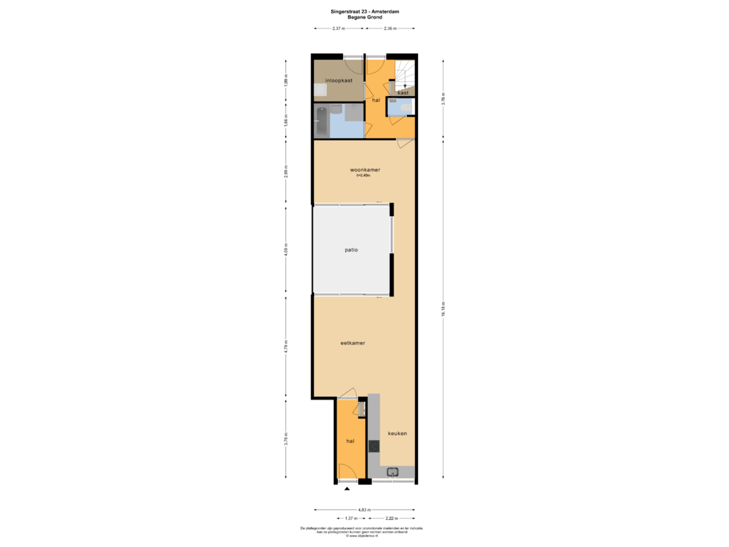 Bekijk plattegrond van Begane Grond van Singerstraat 23