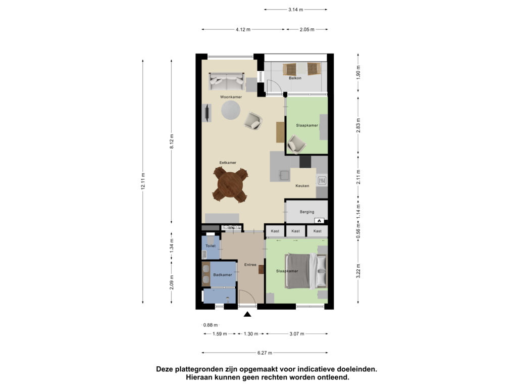 Bekijk plattegrond van Appartement van Damstraat 57-B