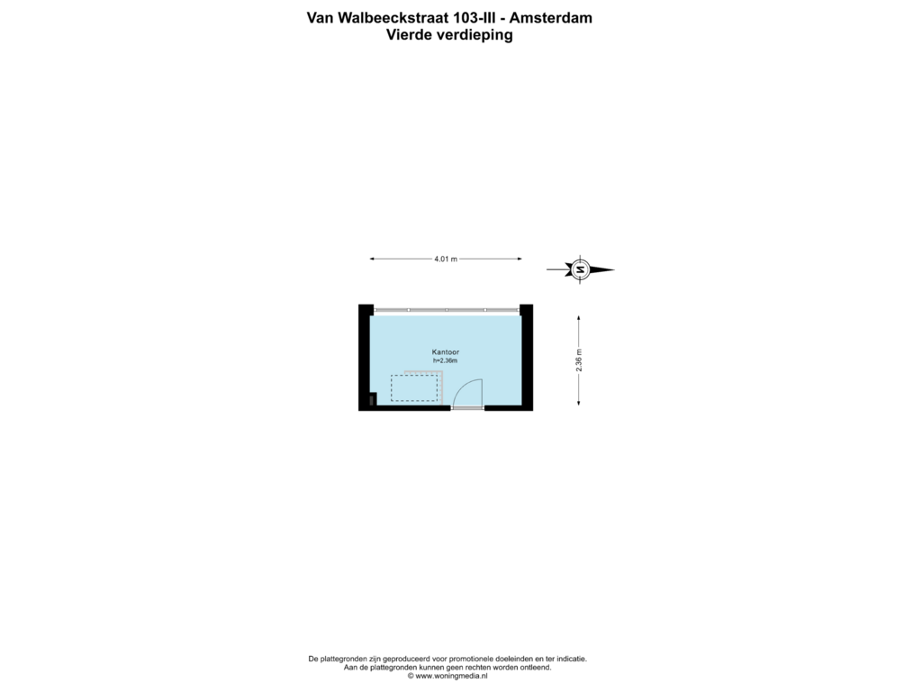 View floorplan of Vierde verdieping of Van Walbeeckstraat 103-3