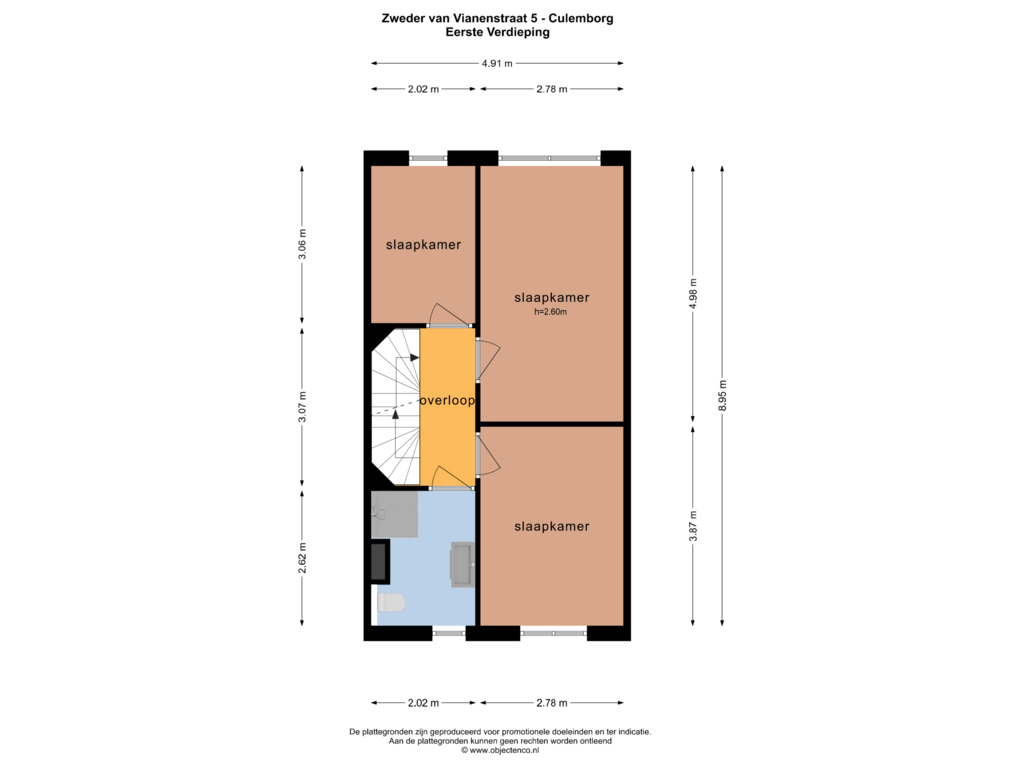 Bekijk plattegrond van EERSTE VERDIEPING van Zweder van Vianenstraat 5