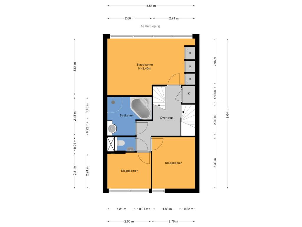 View floorplan of 1e Verdieping of Hulkwerf 27