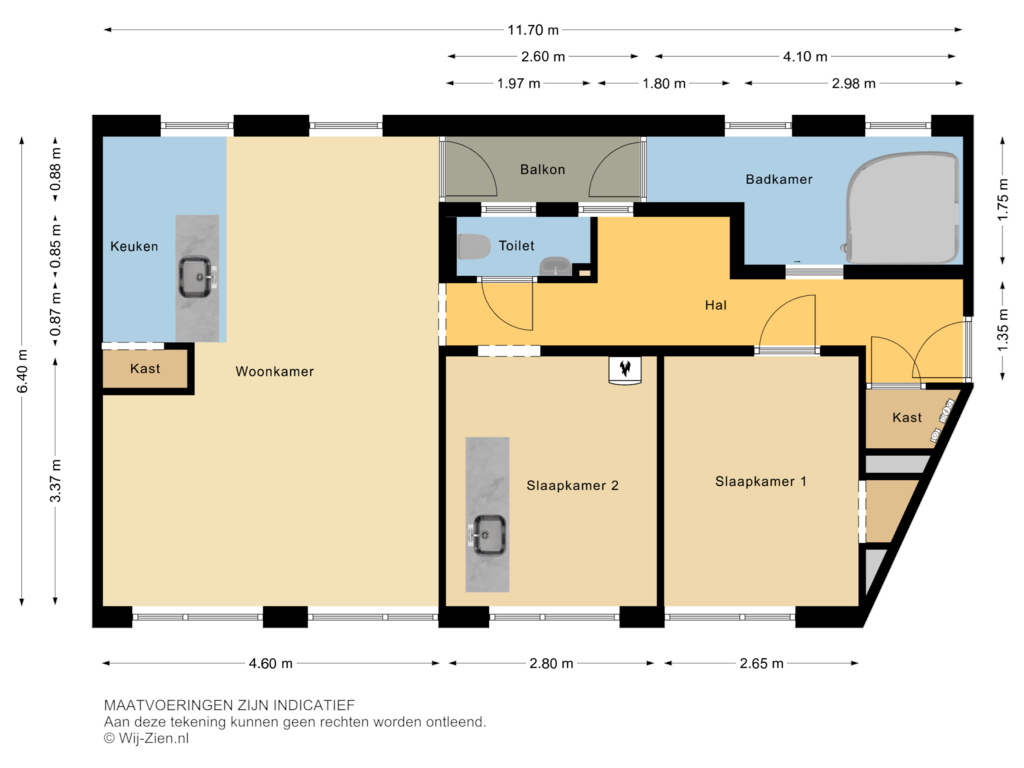 View floorplan of Appartement of Bredestraat 3-B