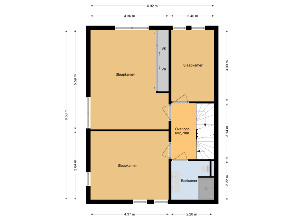 Bekijk plattegrond van 1e verdieping van André de Jongstraat 2