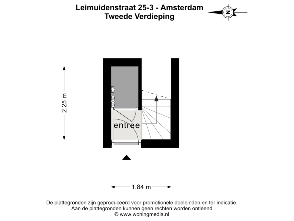 Bekijk plattegrond van Tweede Verdeiping van Leimuidenstraat 25-2