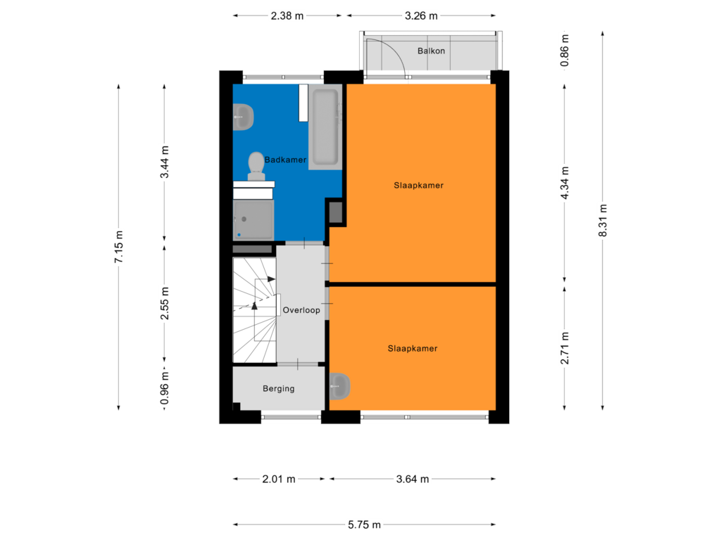 View floorplan of Eerste Verdieping of Acaciastraat 3