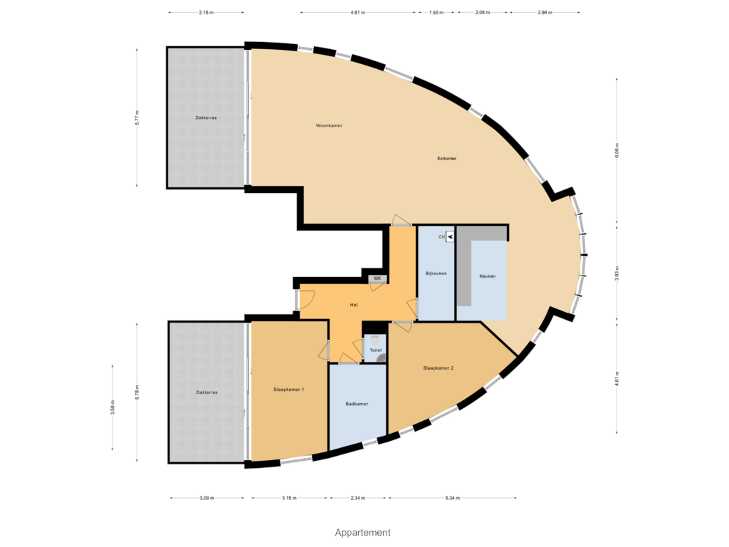 Bekijk plattegrond van Appartement van Reigersbek 44